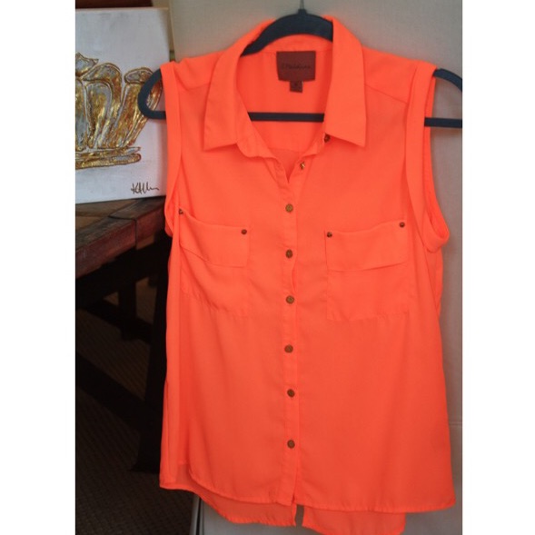 Orange Button Down Blouse